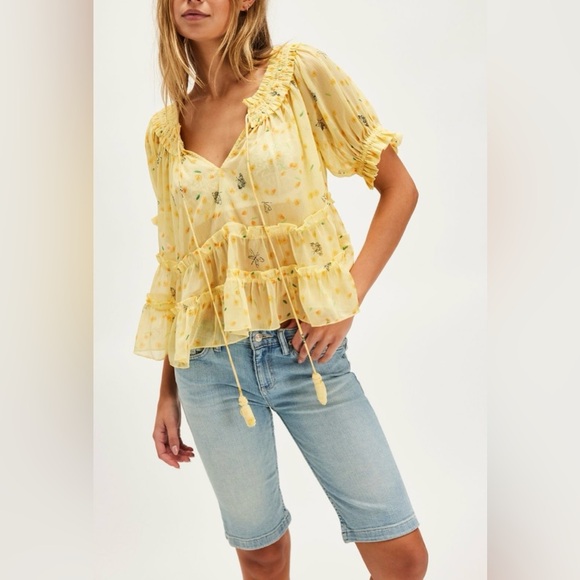 NWT Free People Morning Mist Maxi Set, yellow, size M - Picture 5 of 9